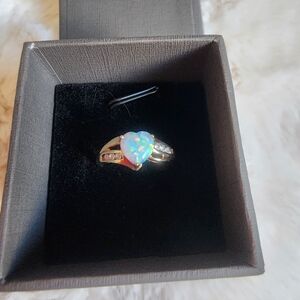 Heart Opal Ring with 10 Kt Gold Band